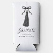 Graduate Black Bow Tassel Graduation Gift  スリム缶クーラー (正面)