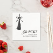 Graduate Black Bow Tassel Graduation Party スタンダードカクテルナプキン (インサイチュ)