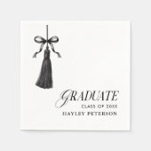 Graduate Black Bow Tassel Graduation Party スタンダードカクテルナプキン (正面)