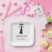 Graduate Black Bow Tassel Graduation Party ペーパープレート (パーティー)