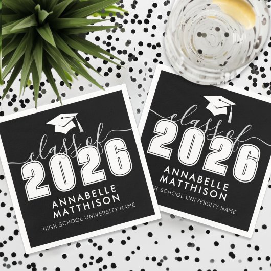 Graduate Black Graduation スタンダードカクテルナプキン
