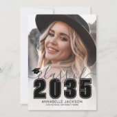 Graduate Black White Photo Graduation 案内状 (正面)