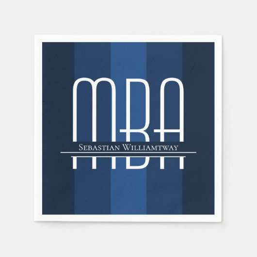 Graduate Blue MBA卒業パーティー スタンダードカクテルナプキン (正面)