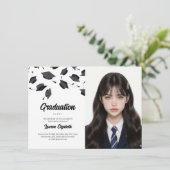 Graduate Cap Modern Typography Graduation Party  招待状 (スタンド正面)