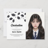 Graduate Cap Modern Typography Graduation Party  招待状 (正面)