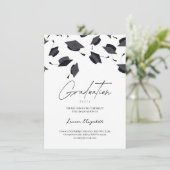 Graduate Cap Modern Typography Graduation Party  招待状 (スタンド正面)