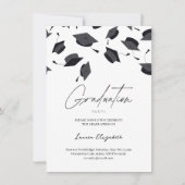 Graduate Cap Modern Typography Graduation Party  招待状 (正面)