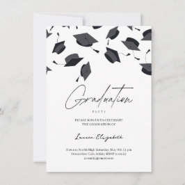 Graduate Cap Modern Typography Graduation Party  招待状