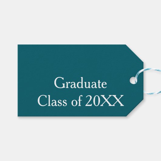 Graduate class of 20XX turquoise congrats yearname ギフトタグ (正面(横))