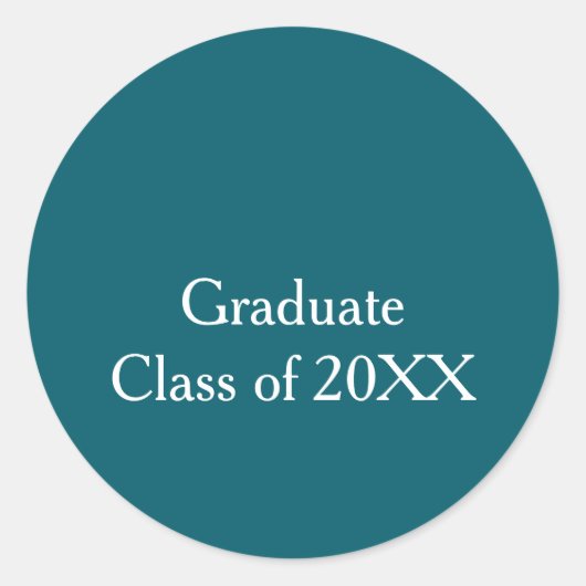 Graduate class of 20XX turquoise congrats yearname ラウンドシール (正面)