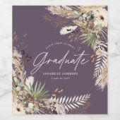 Graduate favor pampas eucalyptus floral purple ワインラベル (シングルラベル)