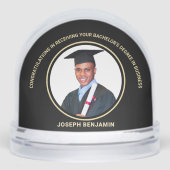 Graduate Graduation Photo School Gold Snow Globe (正面)