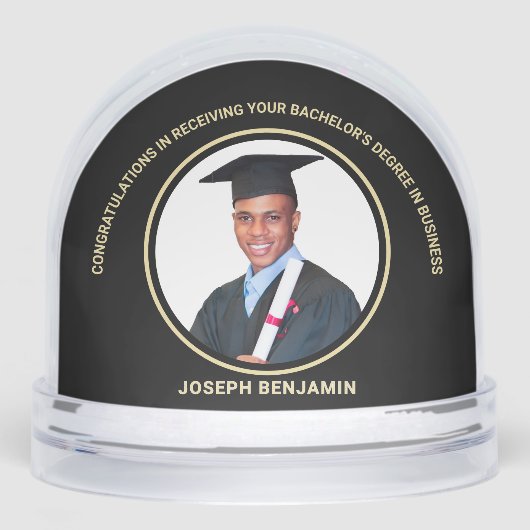 Graduate Graduation Photo School Gold Snow Globe (正面)