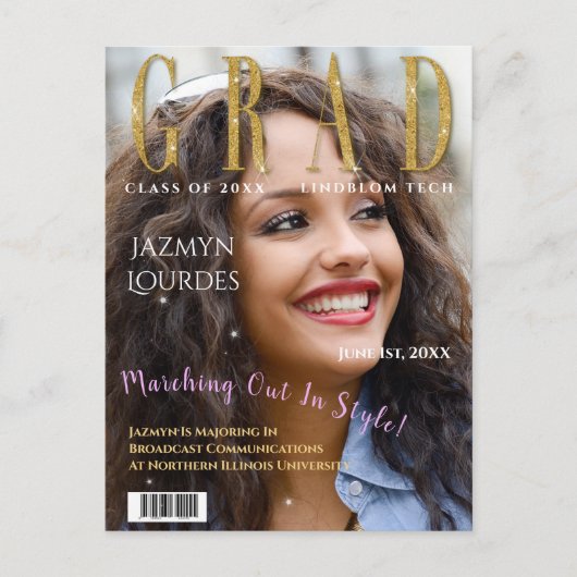 Graduate Magazine表紙写真卒業のお知らせ ポストカード (正面)