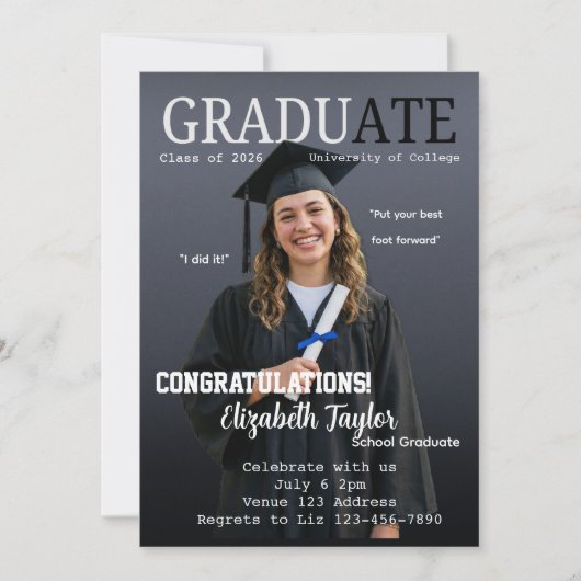 GraduATE Magazine Cover Graduation Party 招待状 (正面)