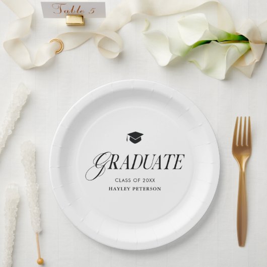 Graduate Modern Simple Graduation Party ペーパープレート (ウェディング)