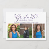 Graduate Multi Photo Simple Elegant Calligraphy 招待状 (正面)