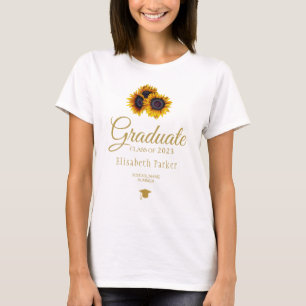 Graduate name rustic floral elegant graduation tシャツ