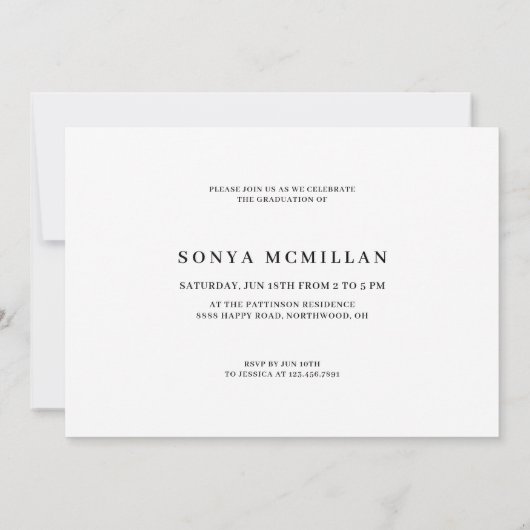 Graduate Oval Modern Photo Graduation 招待状 (裏面)