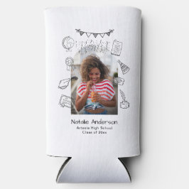 Graduate Party Hand Drawn Modern Arch Photo  スリム缶クーラー