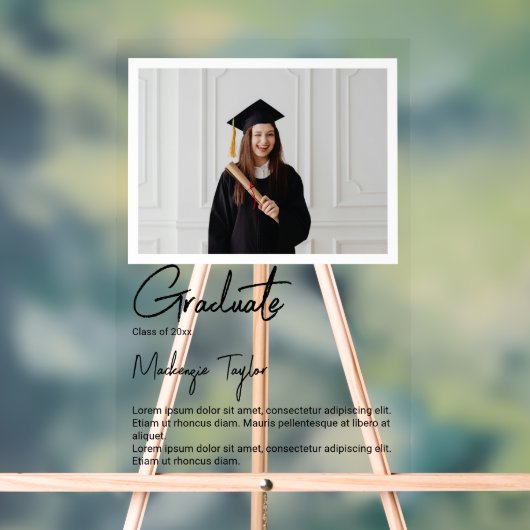 Graduate Photo and Personalized Text アクリルサイン (ニュートラル)