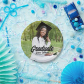 Graduate Photo Bold Black Script Graduation Party ペーパープレート (パーティー)