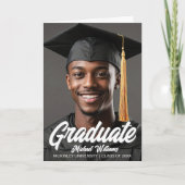 Graduate Photo Bold Script Folded Graduation 案内状 (正面)