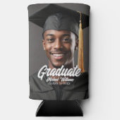 Graduate Photo Bold Script Graduation Party Favor スリム缶クーラー (正面)