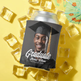Graduate Photo Bold Script Graduation Party Favor 缶クーラー