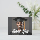Graduate Photo Bold Script Graduation Thank You ポストカード (スタンド正面)