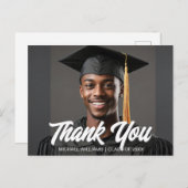 Graduate Photo Bold Script Graduation Thank You ポストカード (正面/裏面)