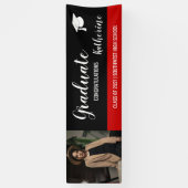 Graduate Photo Congratulations Black Red Banner 横断幕 (縦)