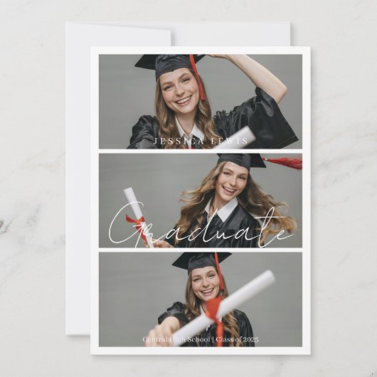 Graduate Photo High School Graduation  案内状 (正面)