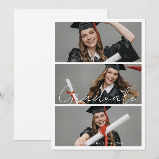 Graduate Photo High School Graduation 案内状 (正面/裏面)