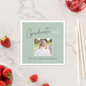Graduate Photo Modern Script Graduation Party スタンダードカクテルナプキン (インサイチュ)