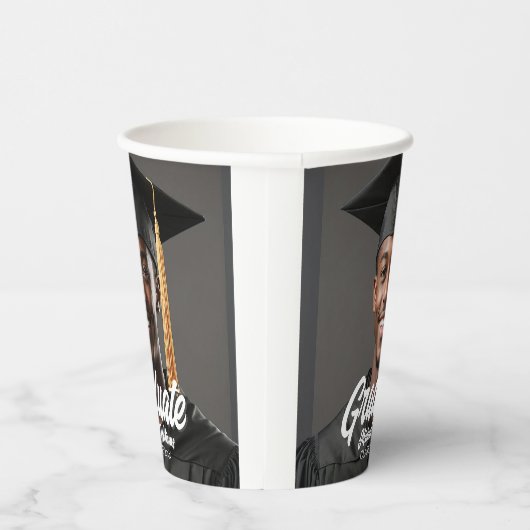 Graduate Photo w Bold Script Graduation Party 紙コップ (右)