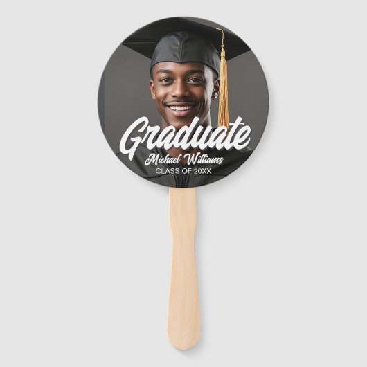 Graduate Photo with Bold Script Graduation Parents ハンドファン (正面)