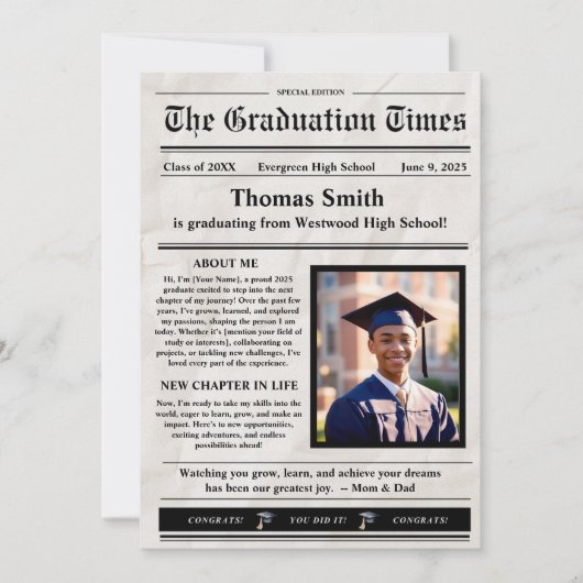 Graduate Printable Newspaper 案内状 (正面)