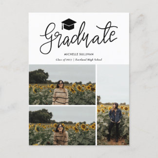 Graduate Script | Three Grad Photo Collage 案内ポストカード