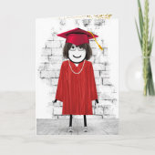 Graduate Stick Figure Girl with Diploma カード (正面)