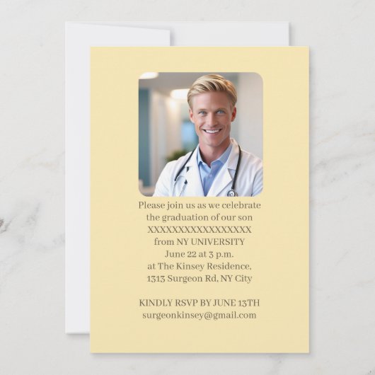 GRADUATE SURGERON DOCTOR MD NY UNIVERSITY 招待状 (裏面)
