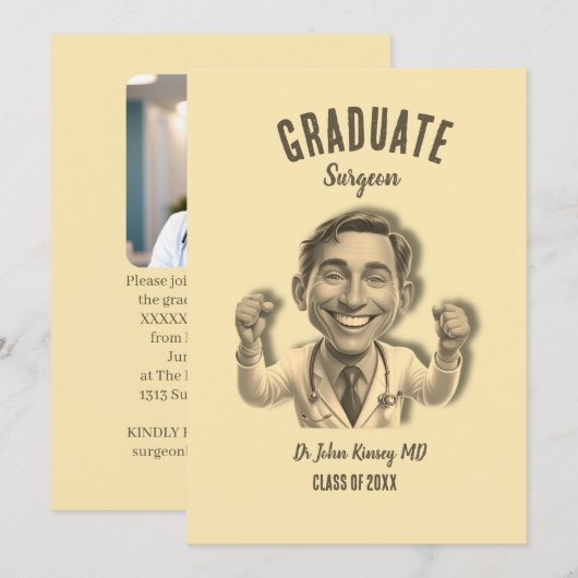 GRADUATE SURGERON DOCTOR MD NY UNIVERSITY 招待状 (正面/裏面)