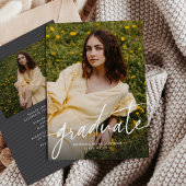 Graduate trendy modern script photo graduation 招待状