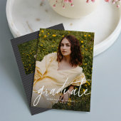 Graduate trendy modern script photo graduation 招待状