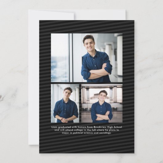 Graduate trendy modern script photo graduation 案内状 (裏面)