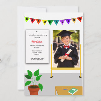Graduated Kid Happy Class Graduation Invitation 招待状
