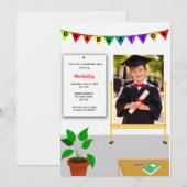 Graduated Kid Happy Class Graduation Invitation 招待状 (正面/裏面)