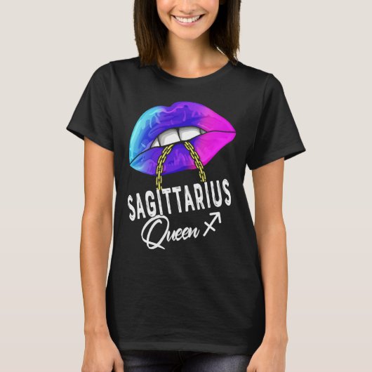 Graduated Purple Blue Sagittarius Queen November D Tシャツ (正面)