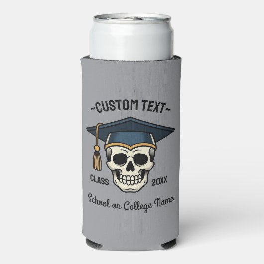 Graduated Skull Custom Name Year School スリム缶クーラー (Seltzer裏面)