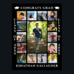 Graduation 15 Photo Collage Congrats Grad ポスター<br><div class="desc">Showcase 15 of your favorite photos of your graduate from childhood to senior year with this photo memory poster to display at a graduation party or open house or use as a welcome sign. The design features an easy-to-upload photo collage template for 15 pictures with the title "Congrats Grad" accented...</div>